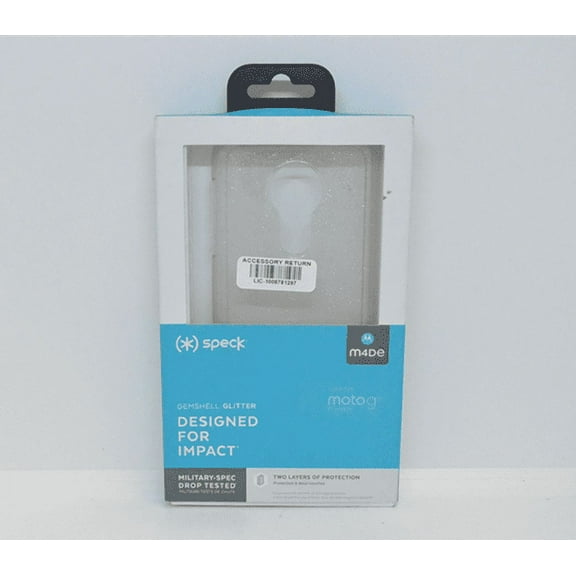 New OEM Speck GemShell Glitter Clear/Gold Glitter Case For Moto G7 Power