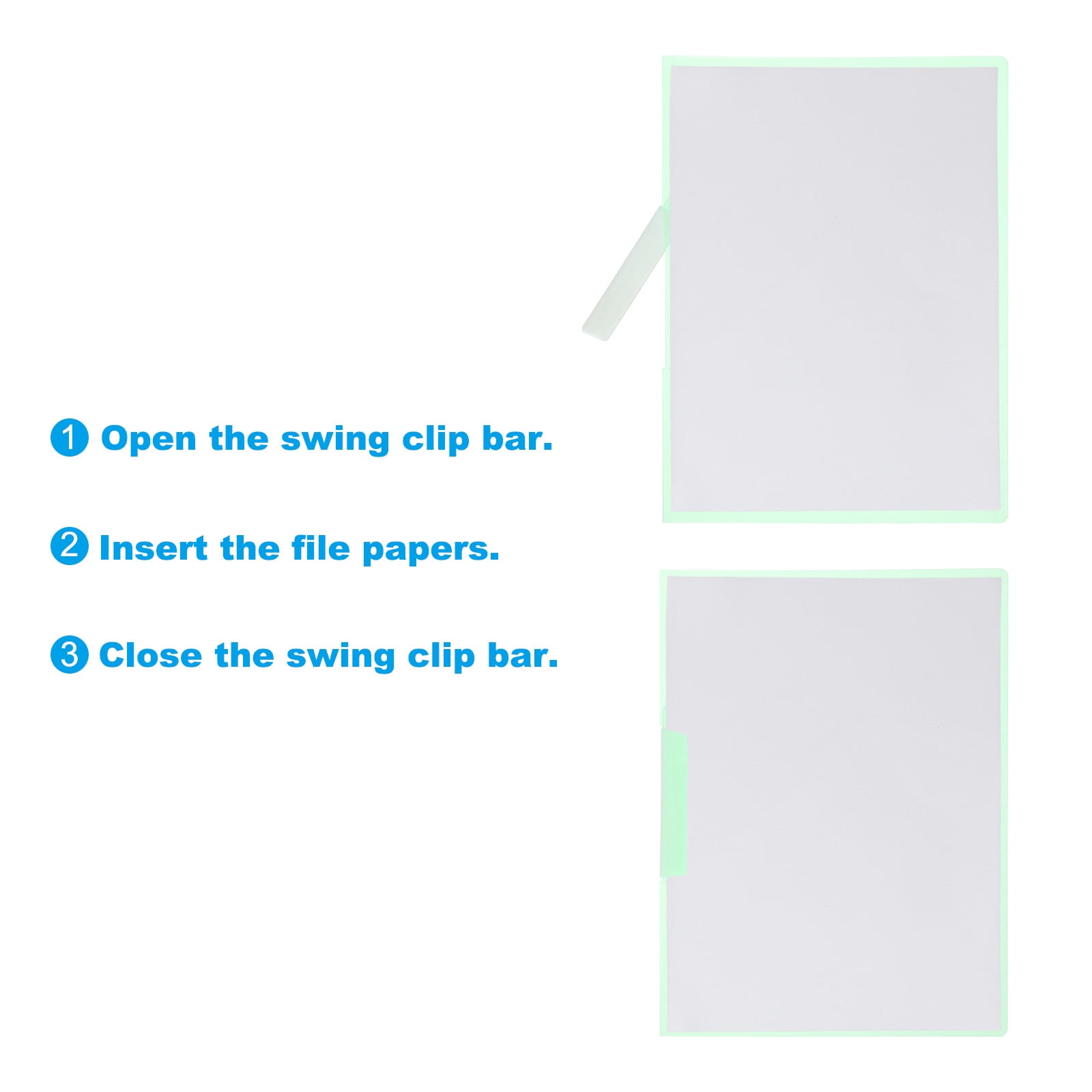 Uxcell Plastic Folders with Mid-Side Swing Clip, 5 Pcs Report Folder for A4 Paper, Green