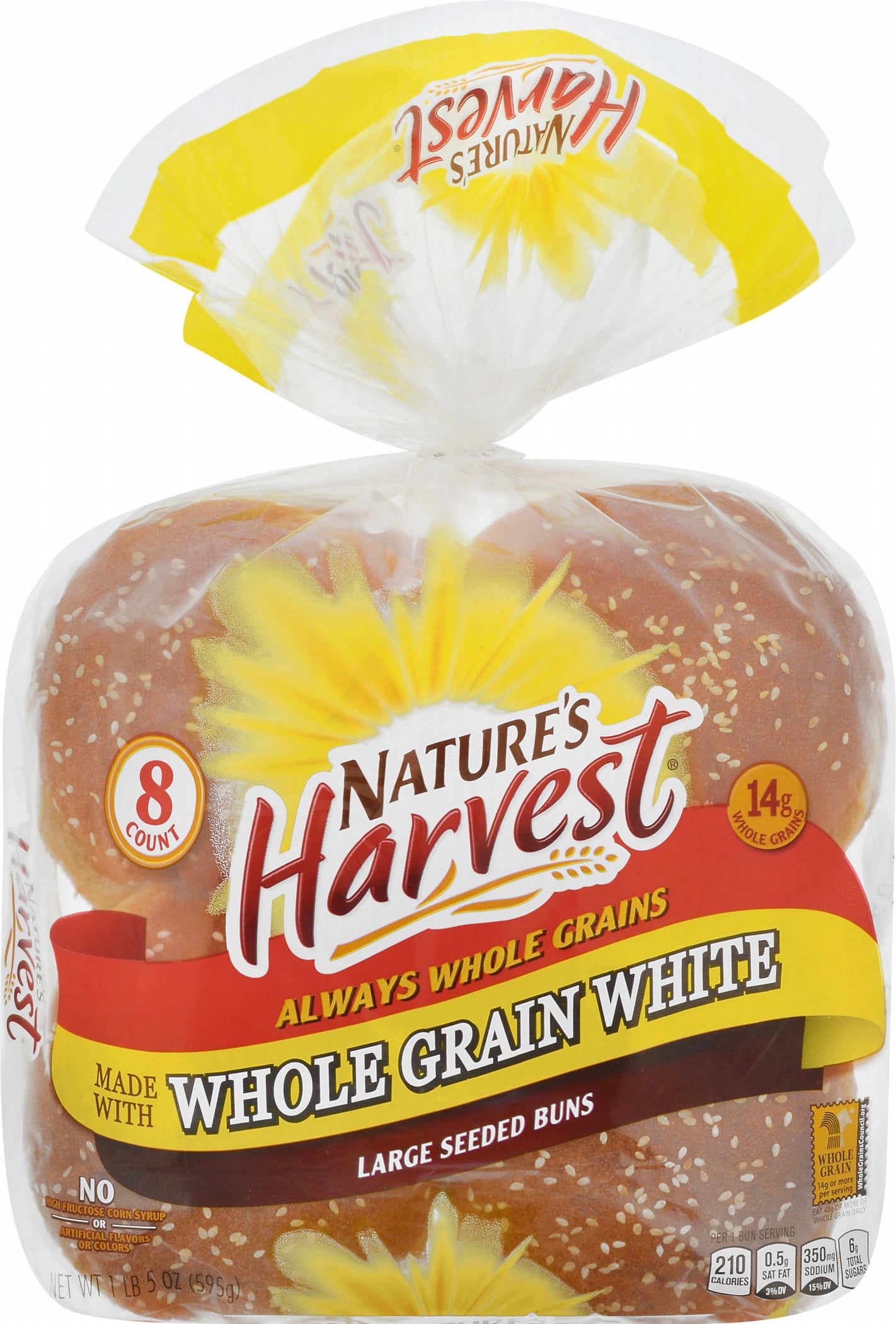Nature's Harvest Whole Grain White Large Seeded Buns, 8 count, 21 oz