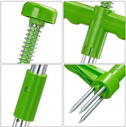 LNGOOR Stand Up Weed Puller, Root Removal Tool with 3 Stainless Steel Claws, 39 inch Long Handle Garden Hand Weeding Tool, Manual Remover Weed Extractor for Backyard, Lawn, Patio