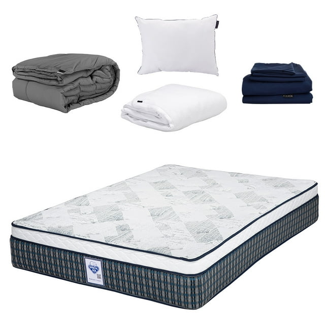 Colchón King Size Cardona + Almohada One + Protector Cloud + Sábanas Softy + Edredón Homy