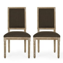 GDF Studio Amy Indoor Upholstered Dining Chair, Set of 2, Brown & Natural
