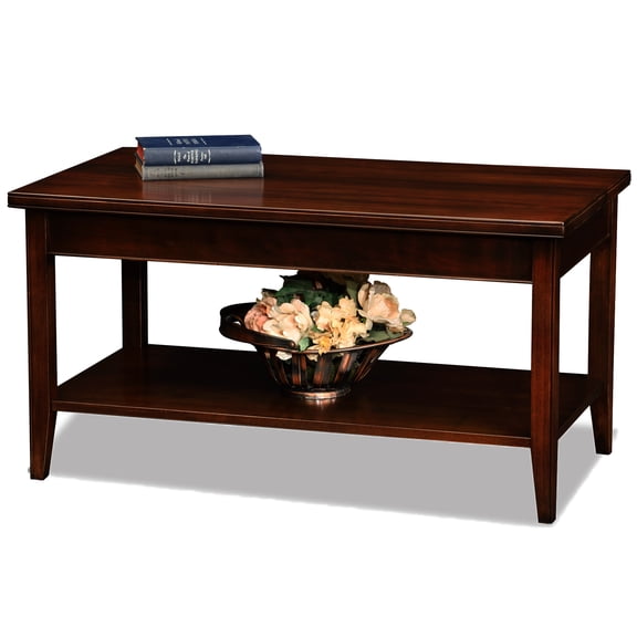 Leick Home 10503 Laurent Condo Apartment Coffee Table with Shelf, Chocolate Cherry