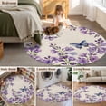 thumbnail image 5 of Round Rug 6Ft Washable Non-Slip, Purple Flowers Circle Area Rugs for Living Room Bedroom, Butterfly Spring Floral Rustic Farmhouse Indoor Floor Mats Carpet Runner for Home Decor Aesthetic, 5 of 8