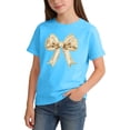 thumbnail image 3 of Zpanxa Girl Shirts Short Sleeve Crew Neck Lightweight Print Casual Outerwear Blouse 10 Years, 3 of 6