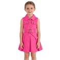 thumbnail image 2 of EnJoCho Girls Summer Denim Dress Sleeveless Button Down Collared Jean Dresses Y2K Pleated A Line Dress with Belt Toddler Maxi Dress Summer, 2 of 7