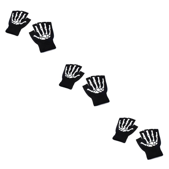 Soidarity Mitones de Halloween Unisex guantes sin dedos protectores mujeres luminosas fiesta de terror portátil niñas bicicleta ciclismo tipo 1 Type1 NO1