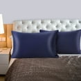 thumbnail image 2 of PiccoCasa Soft Silky Satin Pillowcases Zipper 2 Pack, Standard Navy, 2 of 8