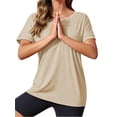 thumbnail image 3 of Short Sleeve Back Hollow Casual Work Active Yoga Shirt Tops, 3 of 4