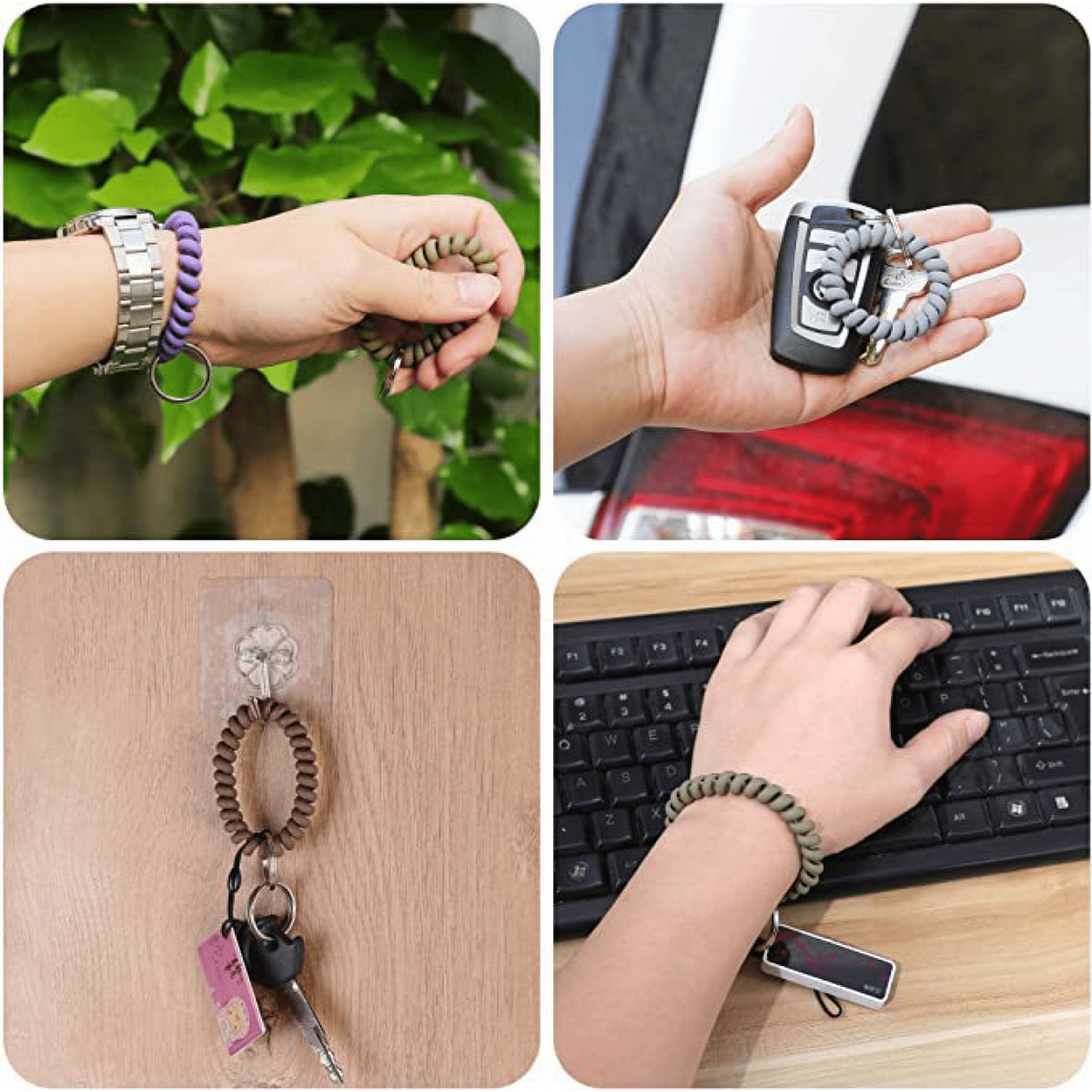 6PCS Stretchable Wristband Wristlet Keychain Wrist Key Chain Wristlet Spring Flexible Spiral Wrist Coil Wrist band Bracelet Key Walmart