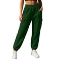 thumbnail image 3 of Women's Fashion Solid Casual Sweatpants, Elastic Stretch Waistband Storage Side Pockets Light Fabric, All Season Versatile Daily Sport Long | TruHer,Green S, 3 of 8
