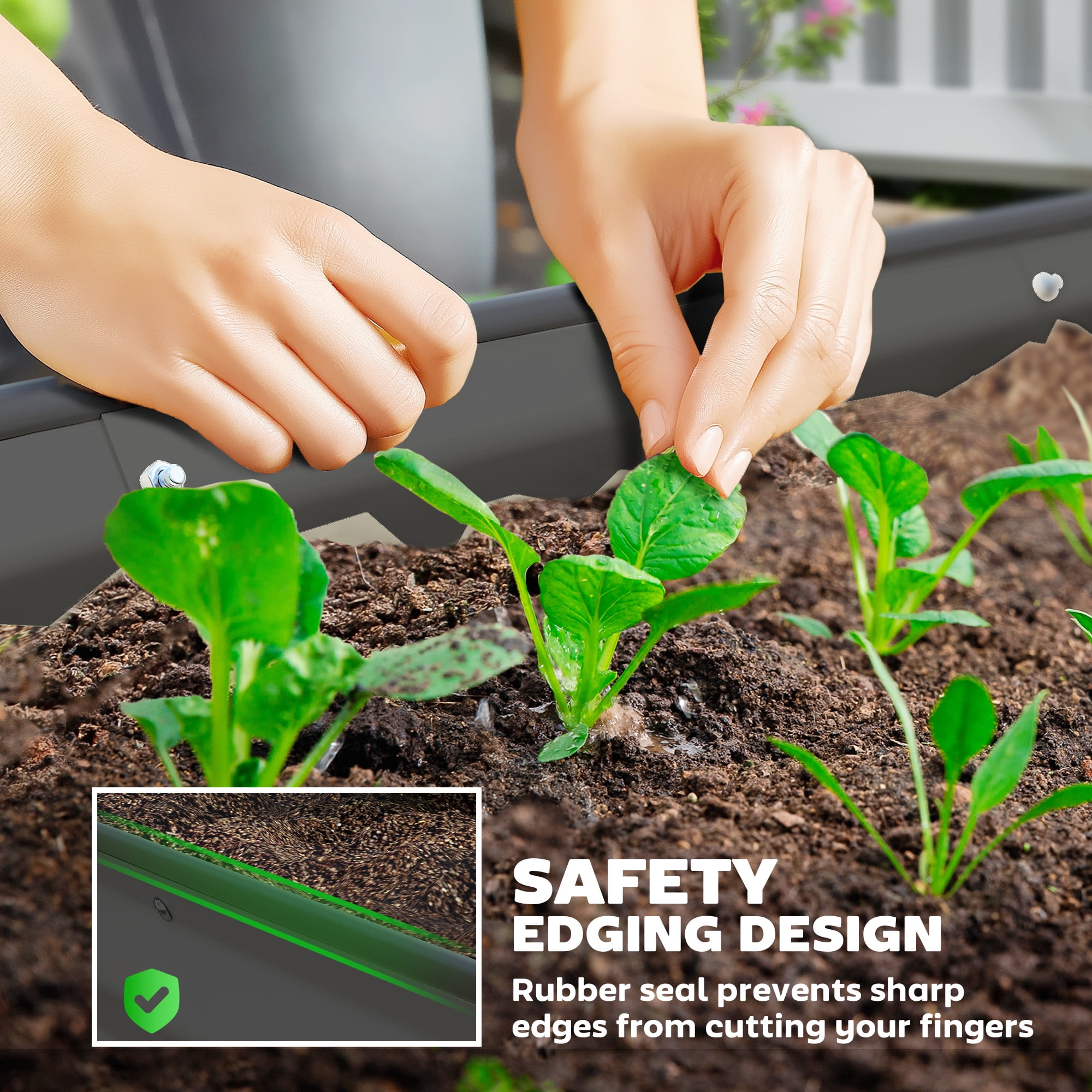 Outsunny 2PCS Galvanized Raised Garden Bed, 7' x 3' x 1' Raised Beds for Gardening with Metal Plant Stakes, Dark Gray