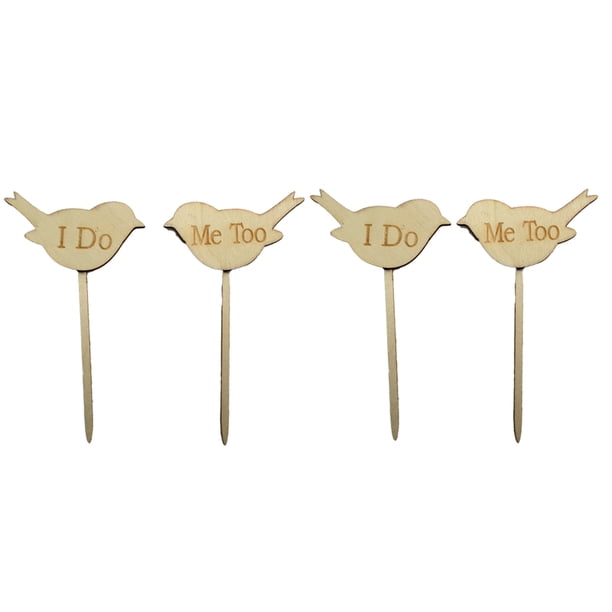 Me hago demasiado tortero Topper de madera Hecho a mano Pasteles prácticos Inserte la decoración del compromiso Decoraciones de fiesta del día de San Valentín Paquete de 4 Scienceny HA027435-00