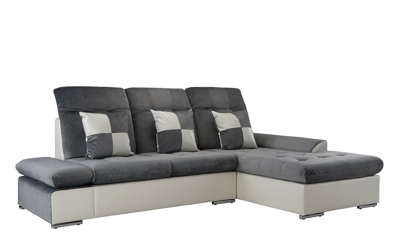 Contemporary Microfiber Sectional Sofa With Chaise In Dark Grey Contemporary Microfiber Sectional Sofa