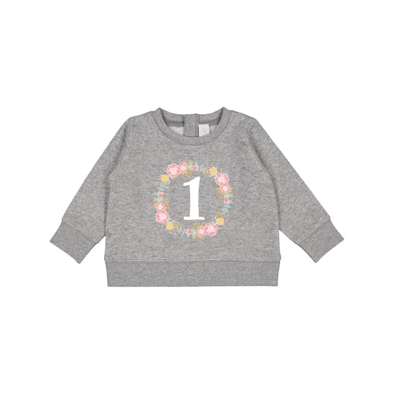 Inktastic 1st Birthday Rose Flower Wreath Girls Baby Sweatshirt