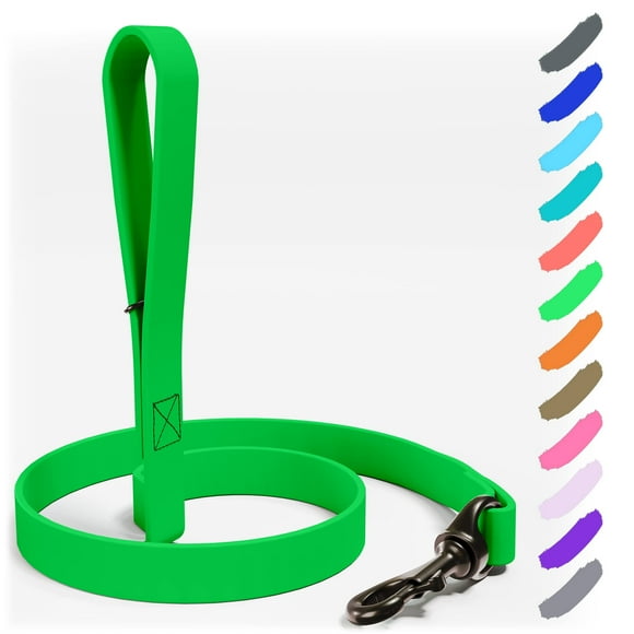 NexaPaw Biothane Dog Leash - Extra Heavy Duty, Waterproof - 6 Ft Lead with Brass Clip (Green)