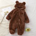 thumbnail image 4 of Thick Warm Baby Rompers Cute Winter Infant Jumpsuits Hooded Coral Fleece Bear Shape Newborn Soft Pajamas Overalls Clothing, 4 of 6