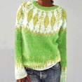 thumbnail image 1 of Chandail Isle Chandail à Enfiler Chandail Léger en Tricot Chandail de Base Hauts Col Rond Chandail Ample Chandail Doux en Tricot Manches Longues Chandail Tricoté à Enfiler Hauts Graphiques Vêtements d'Automne Hiver Confortable Mignon Vert Pâle 3TG, 1 of 4