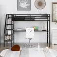 thumbnail image 2 of Euroco Metal Twin Size Loft Bed with Desk and Storage Staircase, Black, 2 of 11