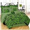 Black & Lime Green Zebra Print Bed in a Bag Set - Queen Size