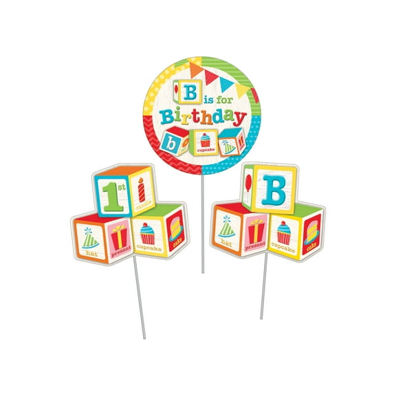 ABC Blocks Birthday DIY Centerpiece Sticks, 3 pk