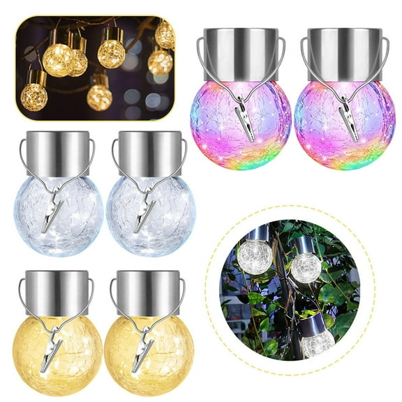 FZFLZDH 2pcs Hanging Solar Lights Outdoor Waterproof Lantern with Handle and Clip, Colorful