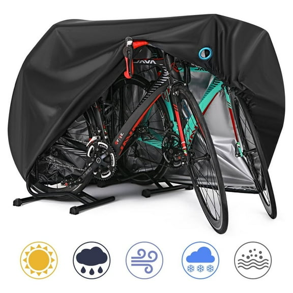 Bike Cover for 2 Bikes, 210T XXL Bicycle Covers Outdoor Waterproof with Lockhole for Mountain Bike