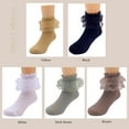 thumbnail image 4 of 5 Pairs Little Girls Ruffle Lace Trim Cotton Socks Toddler Baby Girl Eyelet Frilly Dress Socks, 4 of 9