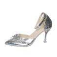 thumbnail image 3 of MuXiKeJi Clothes Women's Wedding Heels Sparkly Rhinestone Stiletto Pumps Bow Heels Pointed Toe Ankle Strap High Heels Bridal Party Dress Shoes, 3 of 8