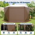 thumbnail image 3 of Senfot 11FT Hexagonal Pop Up Canopy Tent, 210D Polyester Fabric, 6 Sidewalls, Mesh Screen, 230cm Height Beige+Khaki, 3 of 8