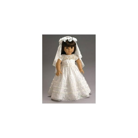 Carpatina Special Day Wedding Dress, Wreath and Veil fits 18'' American Girl Dolls