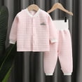 thumbnail image 5 of KYAIGUO 2Pcs Baby Infant Boys Girls Thermal Pajama Pj Set Newborn Clothes Outfit,High Waist Autumn Clothes Autumn Pants Unisex Toddler Fall Winte Cardigan Thermal Undercoat Cotton Underwear Set, 5 of 8