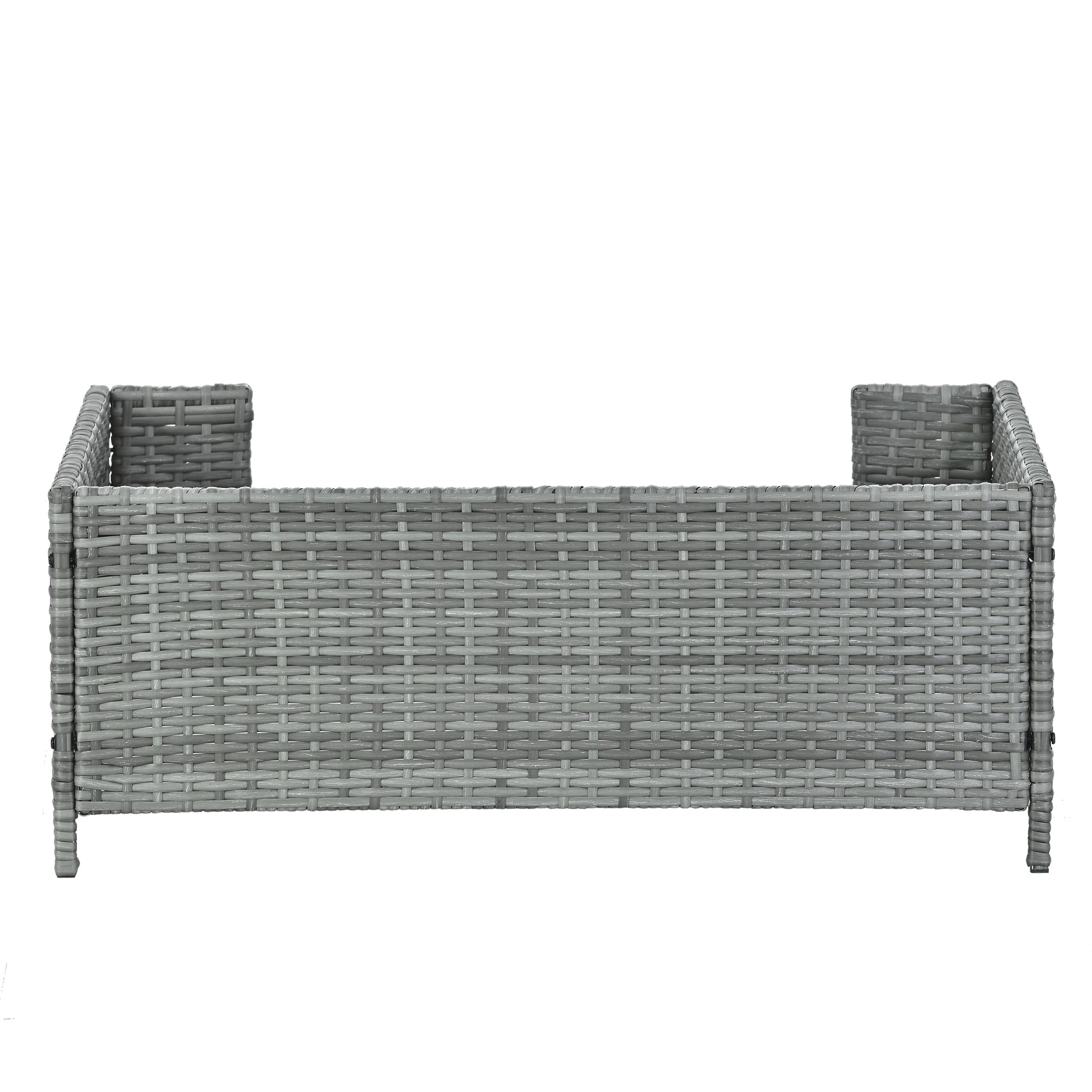 Pefilos 35" PE Wicker Dog Sofa Bed Elevated Raised Rattan Pet Bed for Indoor/Outdoor with Removable Cushion Lounge, Gray Pefilos 35" PE Wicker Dog Sofa Bed Elevated Raised Rattan Pet Bed for Indoor/Outdoor with Removable Cushion Lounge, Gray