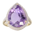 thumbnail image 2 of Yellow Gold Over Sterling Silver with Natural Amethyst Tear Drop Solitaire Ring, 2 of 3