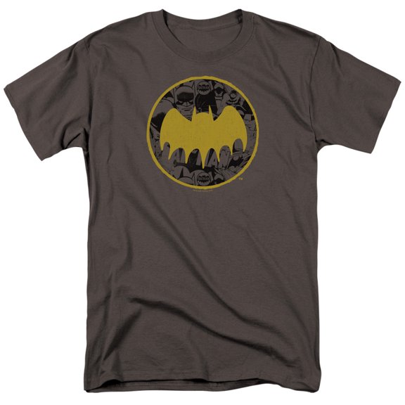 Batman Vintage Symbol Collage S/S Adult 18/1 T-Shirt-Charcoal