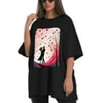 thumbnail image 4 of Plus Size Shirt for Women Black Tops for Women Oversized Short Sleeves Shirt for Women Valentine's Day T Shirt Crewneck Shirt for Women XL, 4 of 5