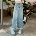 thumbnail image 4 of sunshuilll Women's Casual A-Line Mid-Length Denim Skirt Blue, 4 of 8