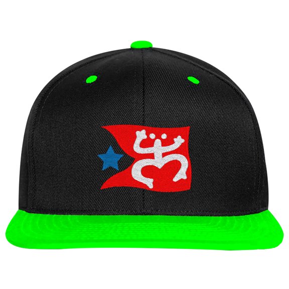 Embroidered Puerto Rican FLAG with Taino Frog Logo-EM-0034-Black-Green