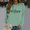 thumbnail image 2 of Arlun Made to Worship Sweatshirts Womens Christian Psalm Bible Verse Printed Graphic Pullover Tops Relaxed Fit Soft Comfortable Religious Faith Hoodless Sweatshirts Gifts Light Green XXL, 2 of 4