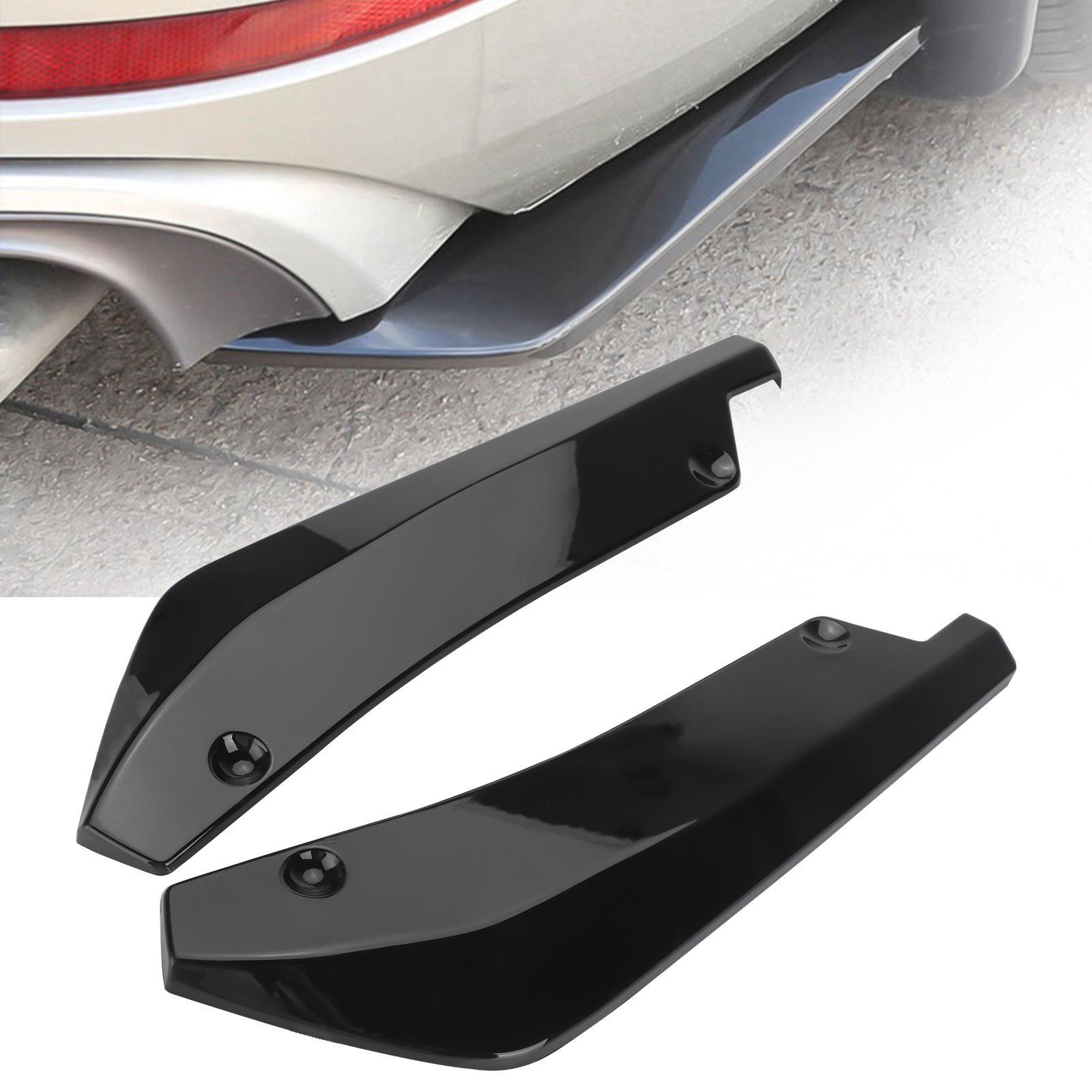 Car Rear Bumper Lip, TSV 2Pcs Black Universal Car Rear Bumper Lip Wrap