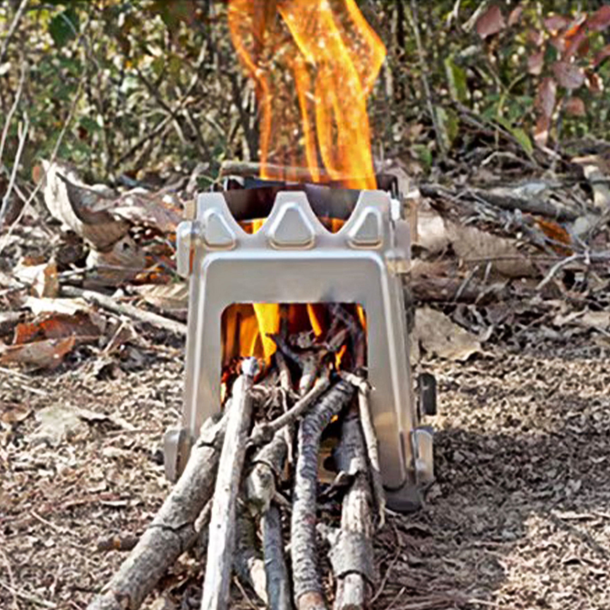 Sirius Survival Backpack Wood Stove - Stainless Steel Portable Camp Stove for Hiking, Camping, and Emergency Preparedness - Compact, Lightweight, and Durable