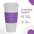 thumbnail image 3 of Copco Acadia Travel Mug Set of 2 - 16 oz, BPA-Free Insulated Coffee Cup with Double-Wall Insulation, Spill-Proof Lid & Non-Slip Rubber Grip - Microwave & Dishwasher Safe (Lilac), 3 of 7
