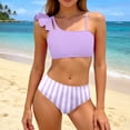 thumbnail image 4 of Girls Two Piece Swimsuit Solid Color Bathing For Kids Youth Teen Summer Beach Pool Swimwear 8 16/Light Purple/8Y, 4 of 4
