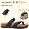 thumbnail image 3 of Litfun Suede Cork Footbed Sandals for Women Summer Arch Support Slide Sandals with Adjustable Buckles, Black, 3 of 6