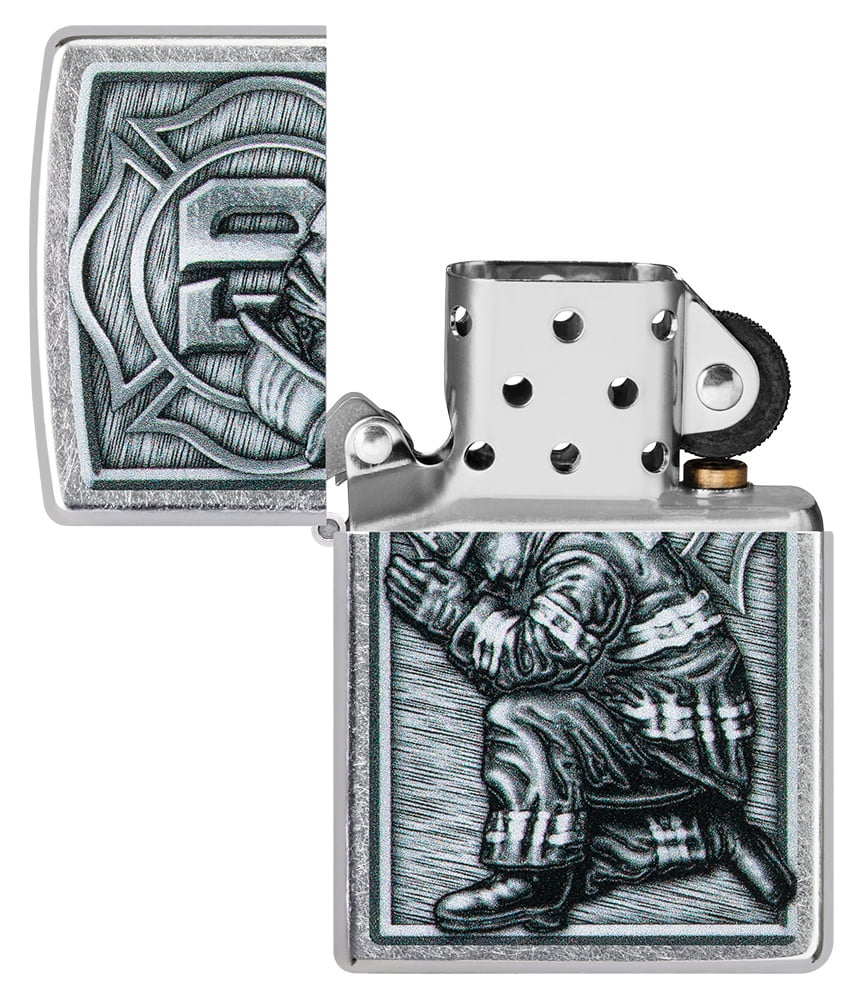 Zippo Firefighter Design Street Chrome Pocket Lighter