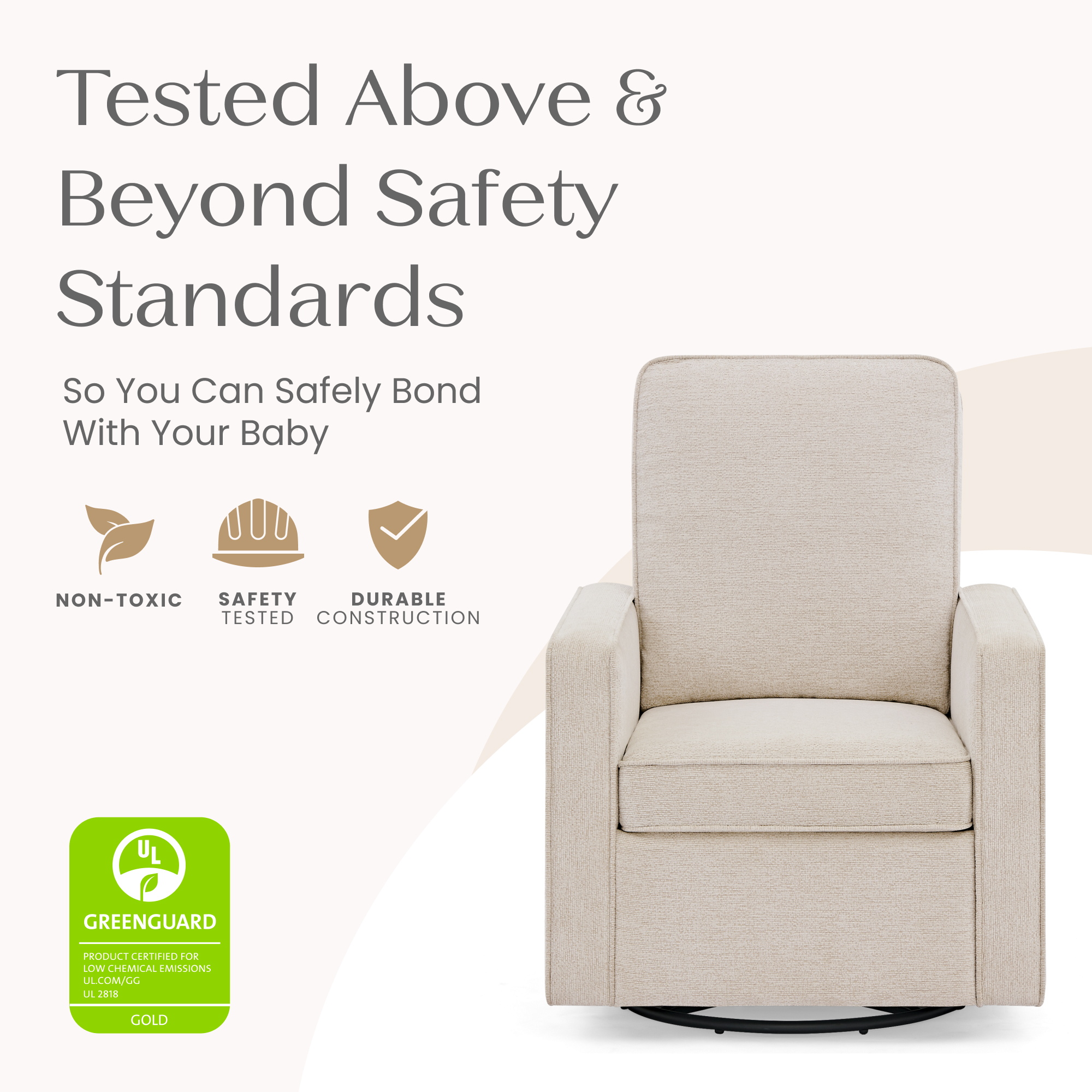 Delta Children Noah Upholstered Swivel Glider photo 5