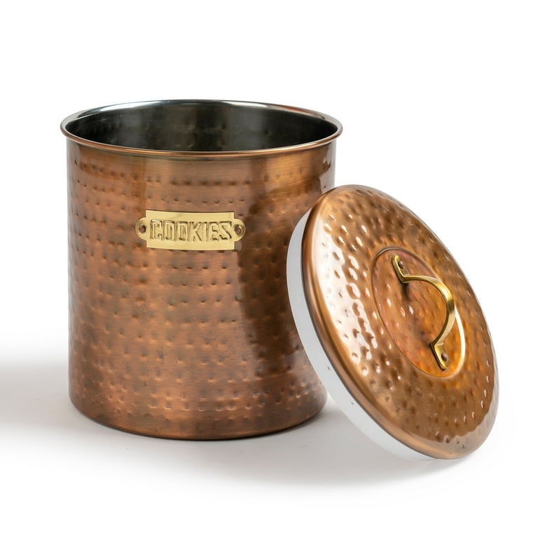 Hammered Antique Copper Stainless Steel Cookie Jar, Cute Cookie