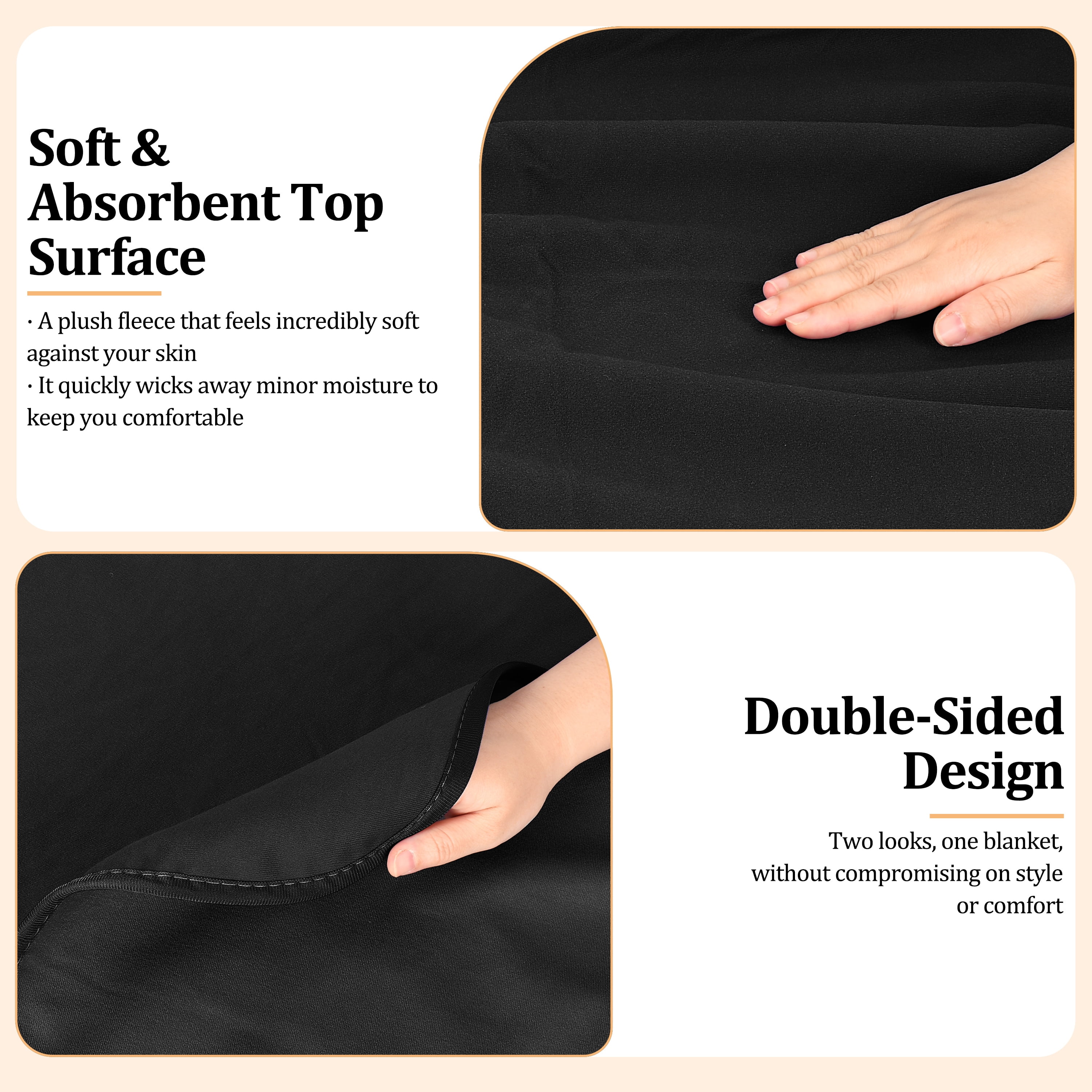 Catalonia Waterproof Blanket for Couch, Reversible Washable Sofa Bed Coverlet Protector | Leak Proof, Comfortable | for People and Pets, 60" x 80", Black/Black