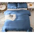 thumbnail image 6 of DNG Creations 1 Piece Vintage Ruffle Pattern Comforter Set Premium Ultra Soft 550 GSM All Season ( Oversized Super King Size ) 100% Egyptian Cotton Solid Medium Blue Colour, 6 of 8