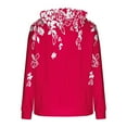 thumbnail image 5 of Ecqkame Women's Flannel Hoodies Casual Loose Print Long Sleeved Pullover Sweatshirt Hooded Pocket Fashion Hoodie Red M, 5 of 5